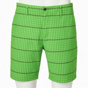Under Armour Golf Shorts Bright Green Plaid 34 Moisture Wicking St Patrick's Day